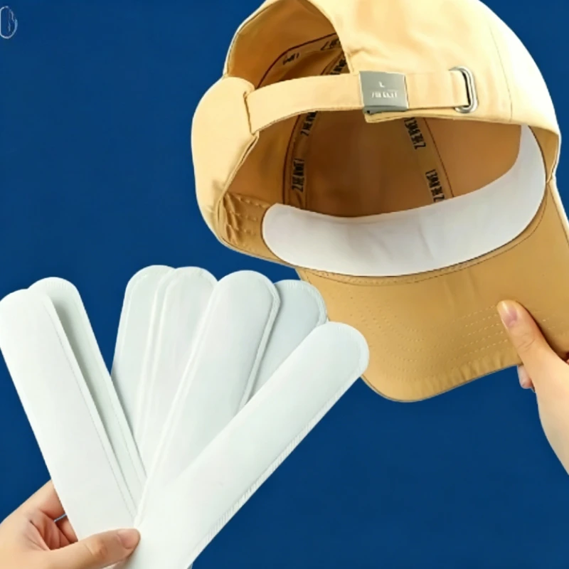 10/20Pcs Hat Sweat Absorber Stickers Summer Cap Liner Bands Sweatband Visor Hats Size Reducer Adhesive Sweat Absorbing Pads