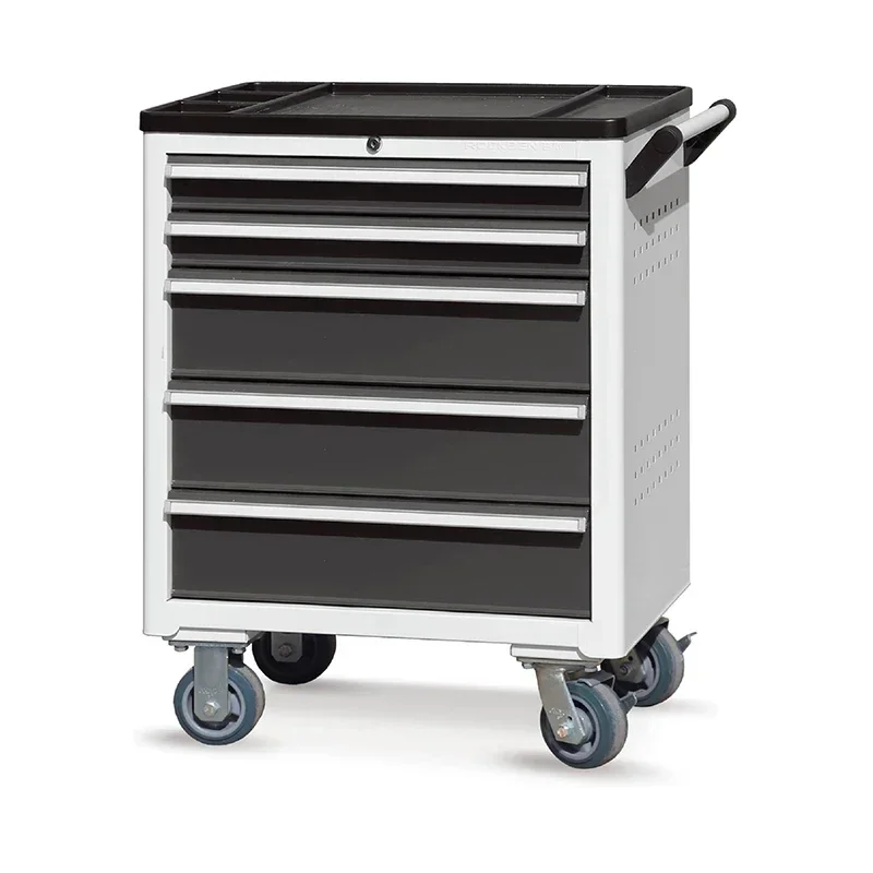Rockben Hot Selling Factory Metal Steel RAL7016 Powder Coated 5 Drawers Tool Box Trolley Garage