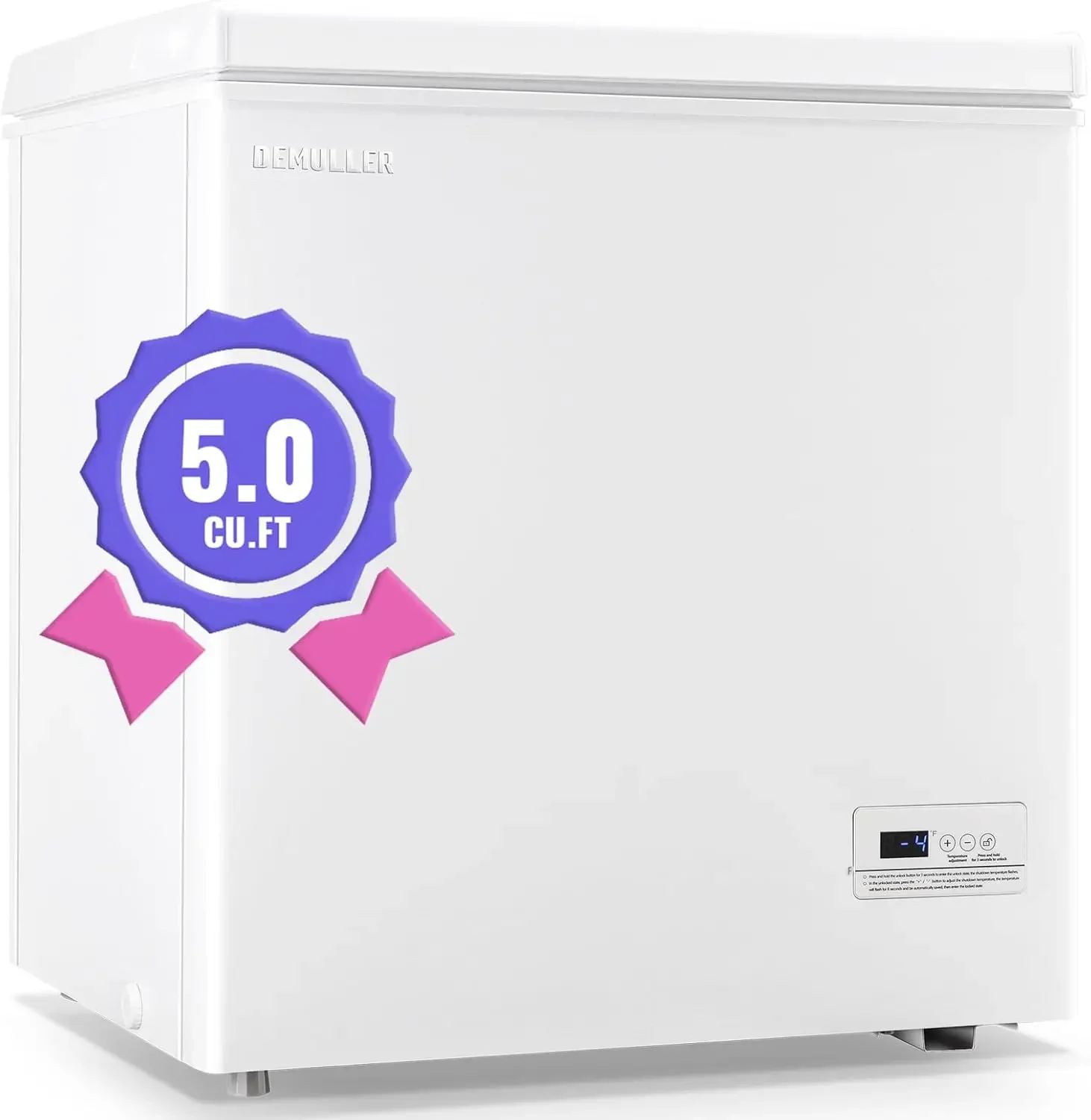 Freezer 5.0Cubic Feet with Intelligent Temperature Control(-15°F to 41°F), Deep Freezer with TWO Hanging Baskets and Side Defros