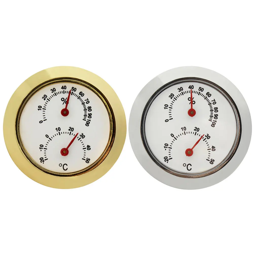 2Pcs Round Mini Hygrometer Guitar Thermometer Humidity Meter for Acoustic Guitar Violin Case Instrument Care Gauge