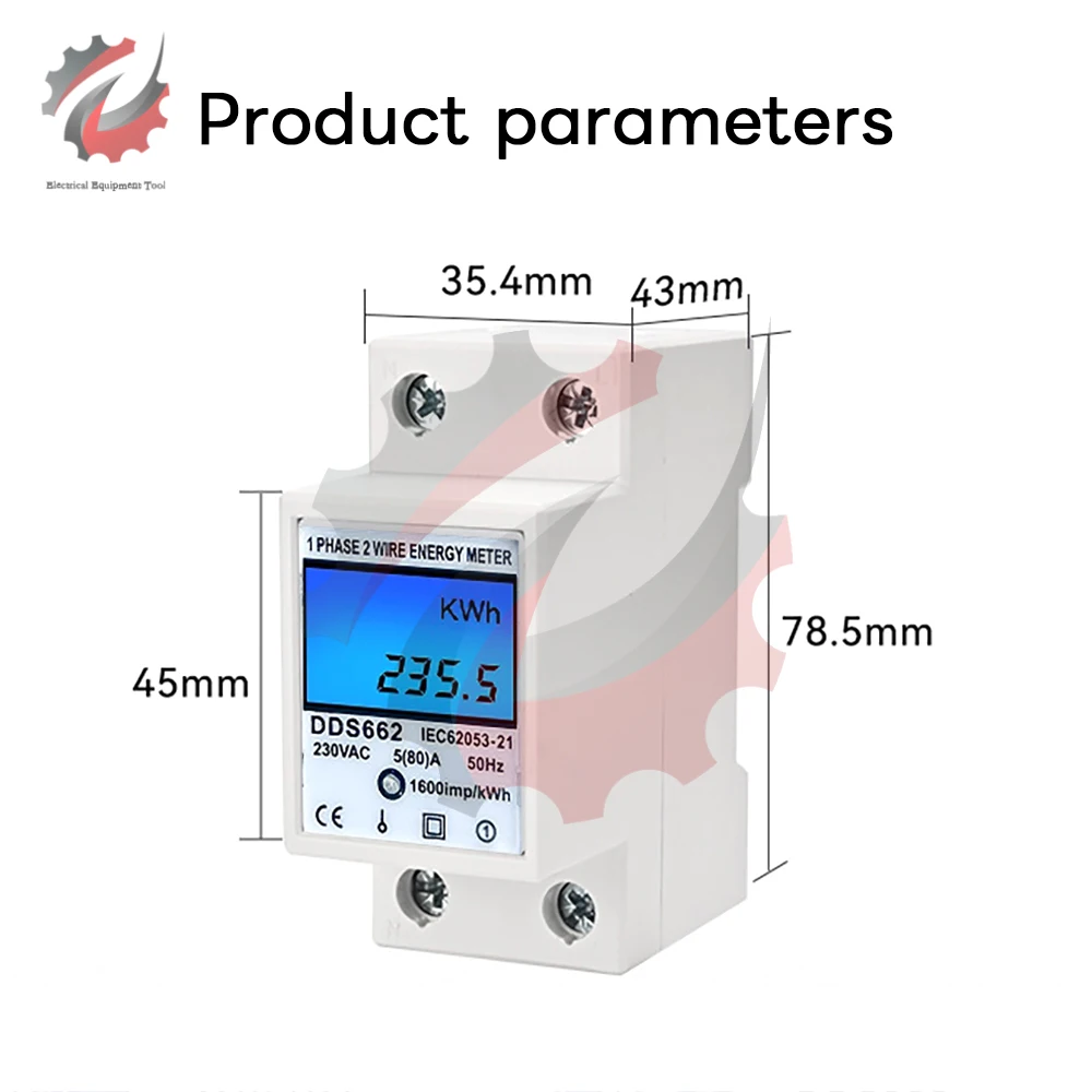 DDS662 Single Phase Energy Meter Guideway Tipo LCD Digit Display Voltmetro Ammometro Misuratore Elettrico Strumento di Misura di Potenza