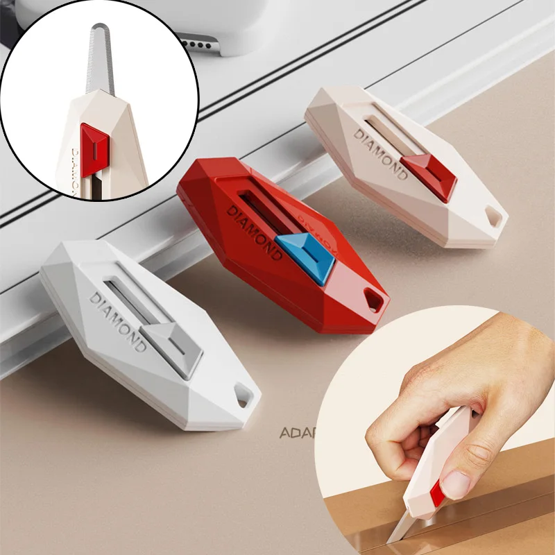 

3 PCS Safe Mini Paper Cutting Box Opener Portable Round Head Small Paper Cutting Knife Wallpaper Knife Stationery Unboxing