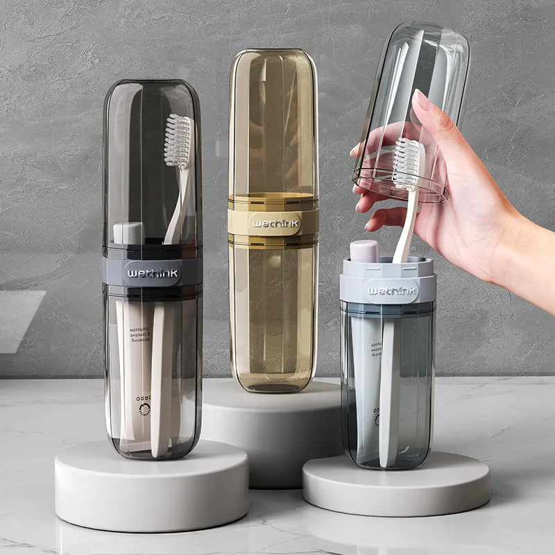 Caixa de armazenamento de escova de dentes portátil copo de enxaguatório bucal caixa de armazenamento de pasta de dentes conjunto de higiene pessoal suprimentos de viagem portátil copo de escova de dentes