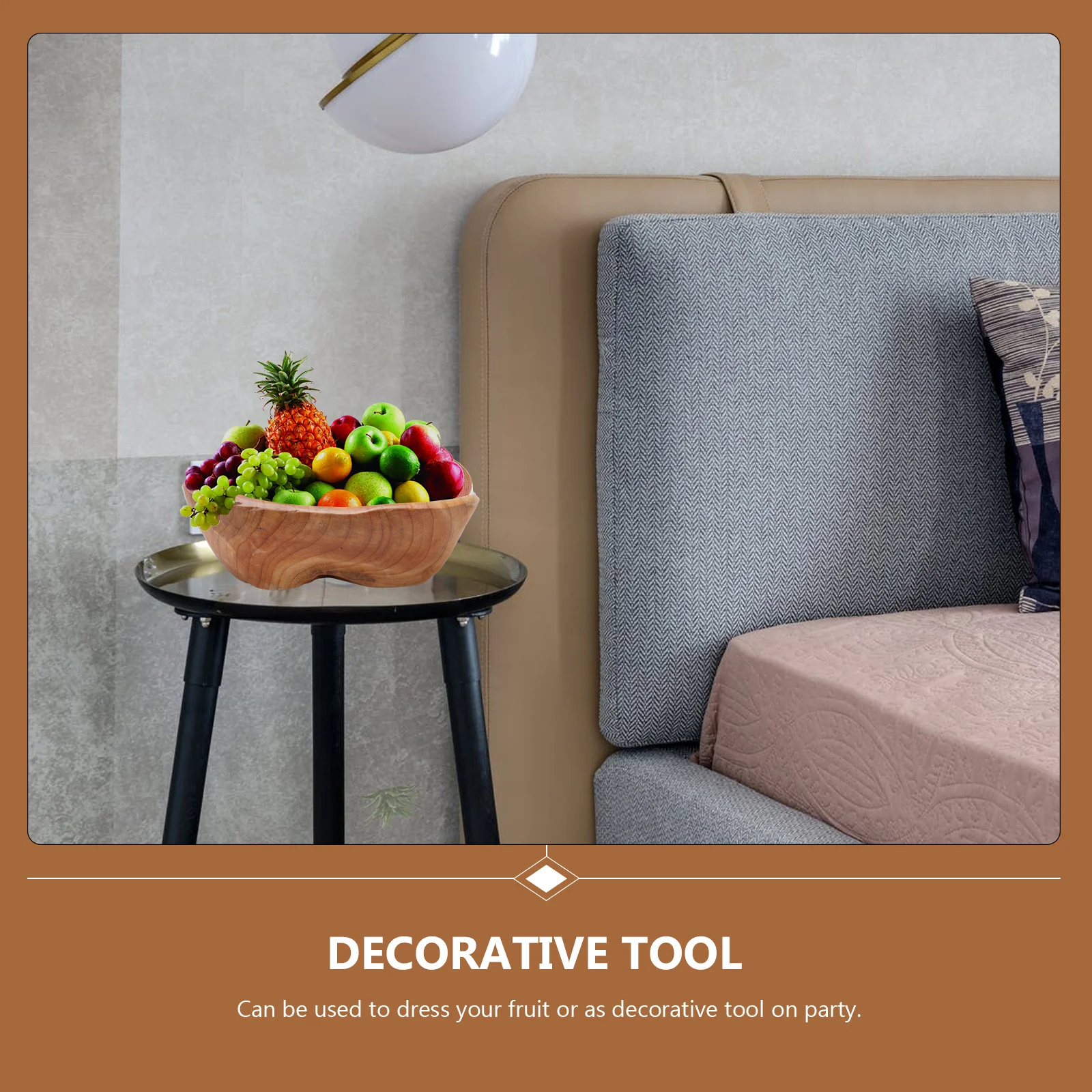 

1Pcs Solid Wood Fruit Tray Carving Snack Bowl for Dessert Salad Appetizer Storage Home Decor Serving Platter