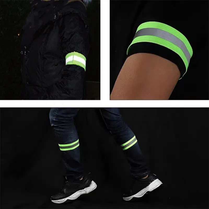 2Pcs Reflective Bands Elastic Armband Wristband Ankle Leg Straps Safety Reflector Tape Straps for Night Jogging Biking Running