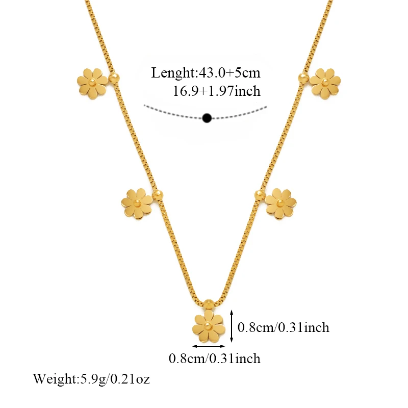 EILIECK Women's Flower Petals Pendant Necklace 18K Gold-plated Stainless Steel Neck Chain Daily Water-resistant Jewelry Gift