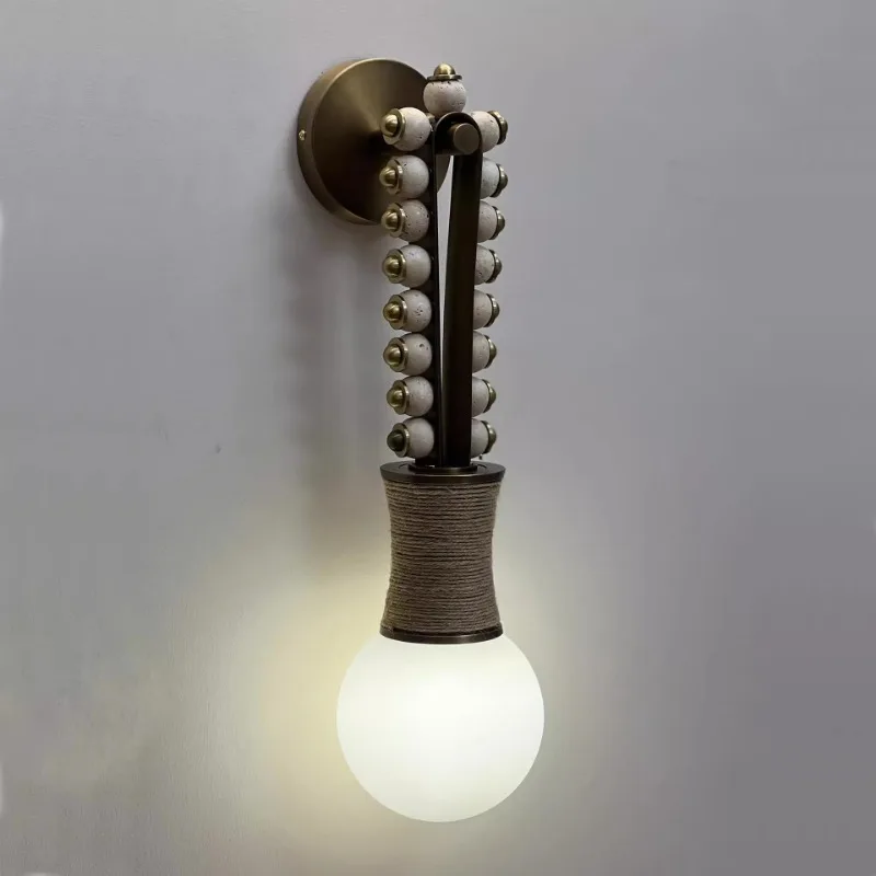 Vintage model room wall lamp tea room bedroom living room bedside bar hotel villa corridor travertine wall lamp