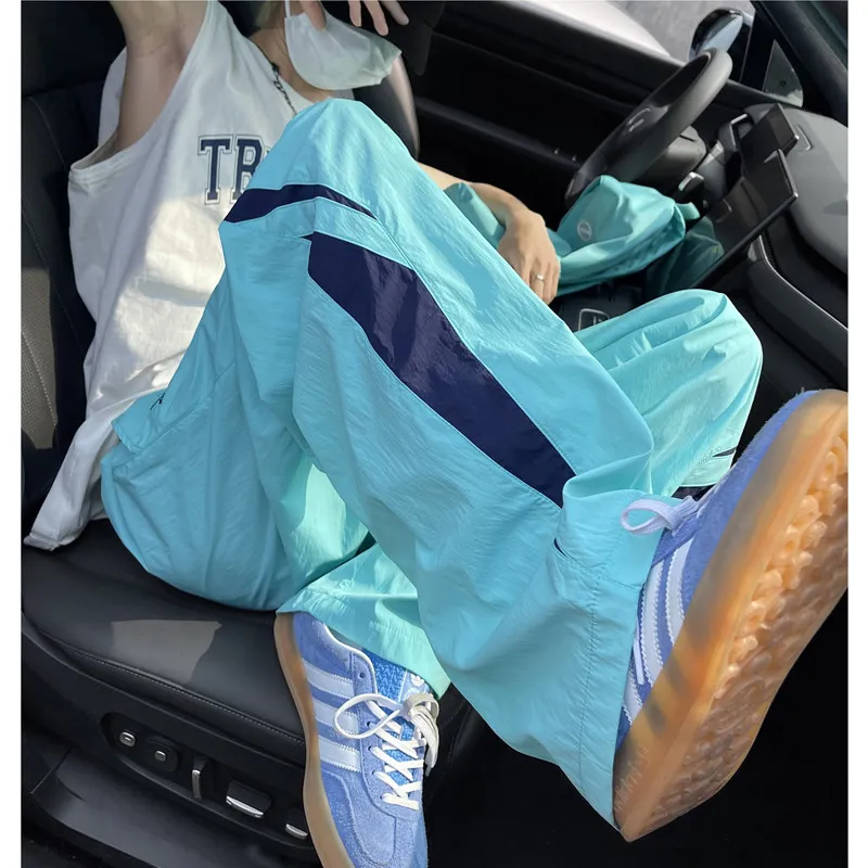

Qui Dry Paratrooper Pants for Boys Summer Outfits Casual Sports Trousers Color Blo Stripes Lightweight Comfortable Loose Fit