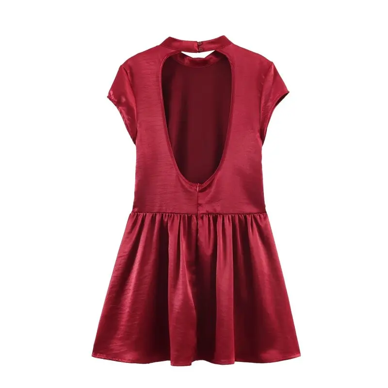 Women Red Party Dresses Retro Sleeveless Backless Mini Dress Elegant Wedding Guest Evening Banquet Birthday Outfit