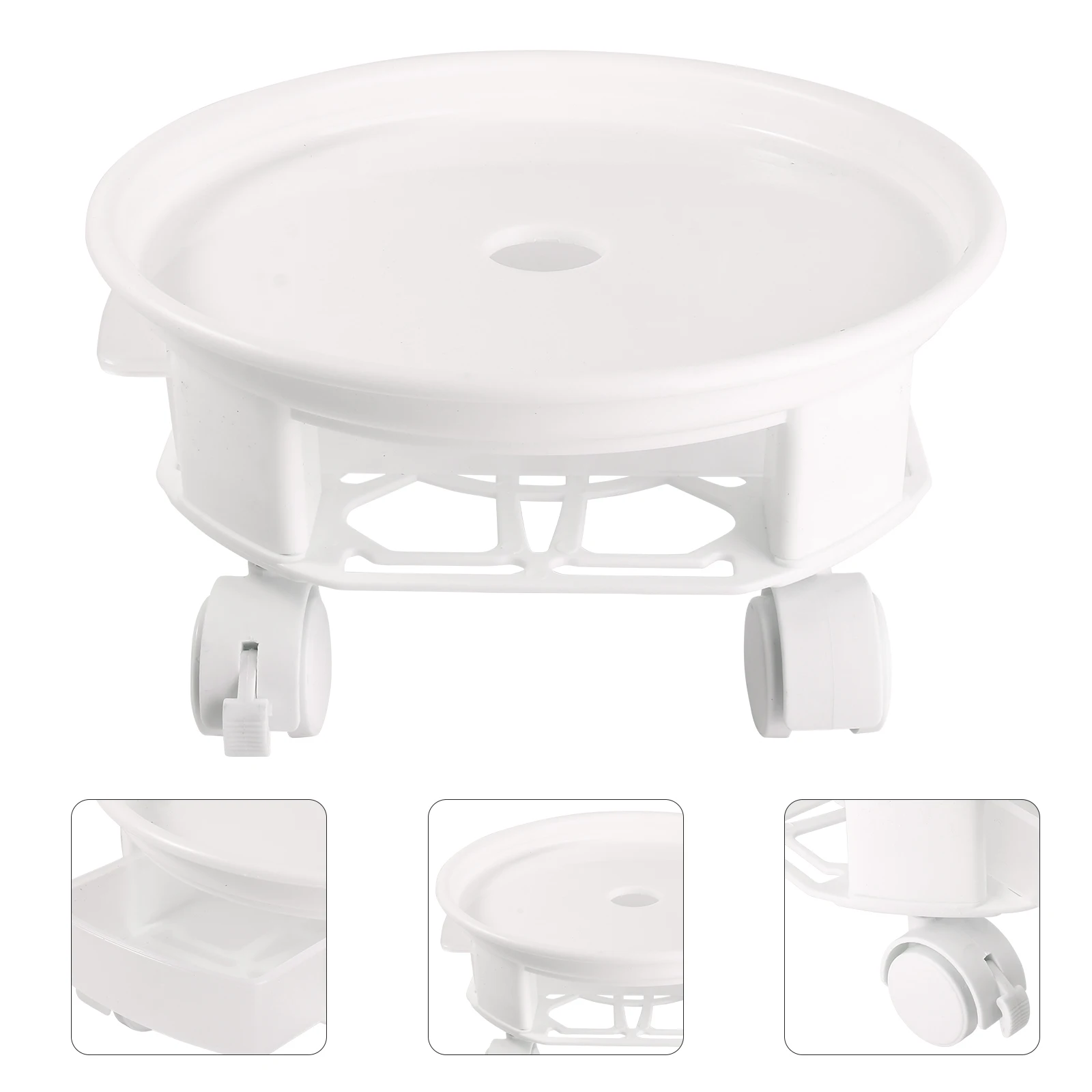 

1Pcs Round Plastic Flowerpot Base Movable Stand Thickened Load Bearing Tray with Universal Swivel Wheels for Garden Balcony