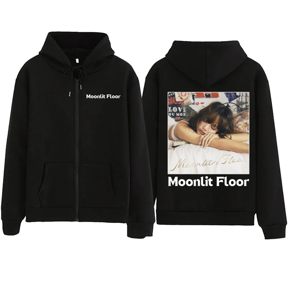 

Kpop Lisa-Moonlit Floor Zipper Hoodie Harajuku Hip Hop Sweatshirt