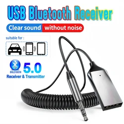 Zasilacz samochodowy kabel sprzętowy AUX Bluetooth do tabletu samochodowego odbiornik Bluetooth 5.0 USB do 3.5mm Jack głośnik Audio nadajnik muzyczny