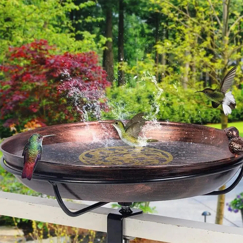 Plato de agua seguro para exteriores, bandeja decorativa para baño de pájaros, plato de purificación de disco a prueba de herrumbre para baño de pájaros, mascota al aire libre para árbol