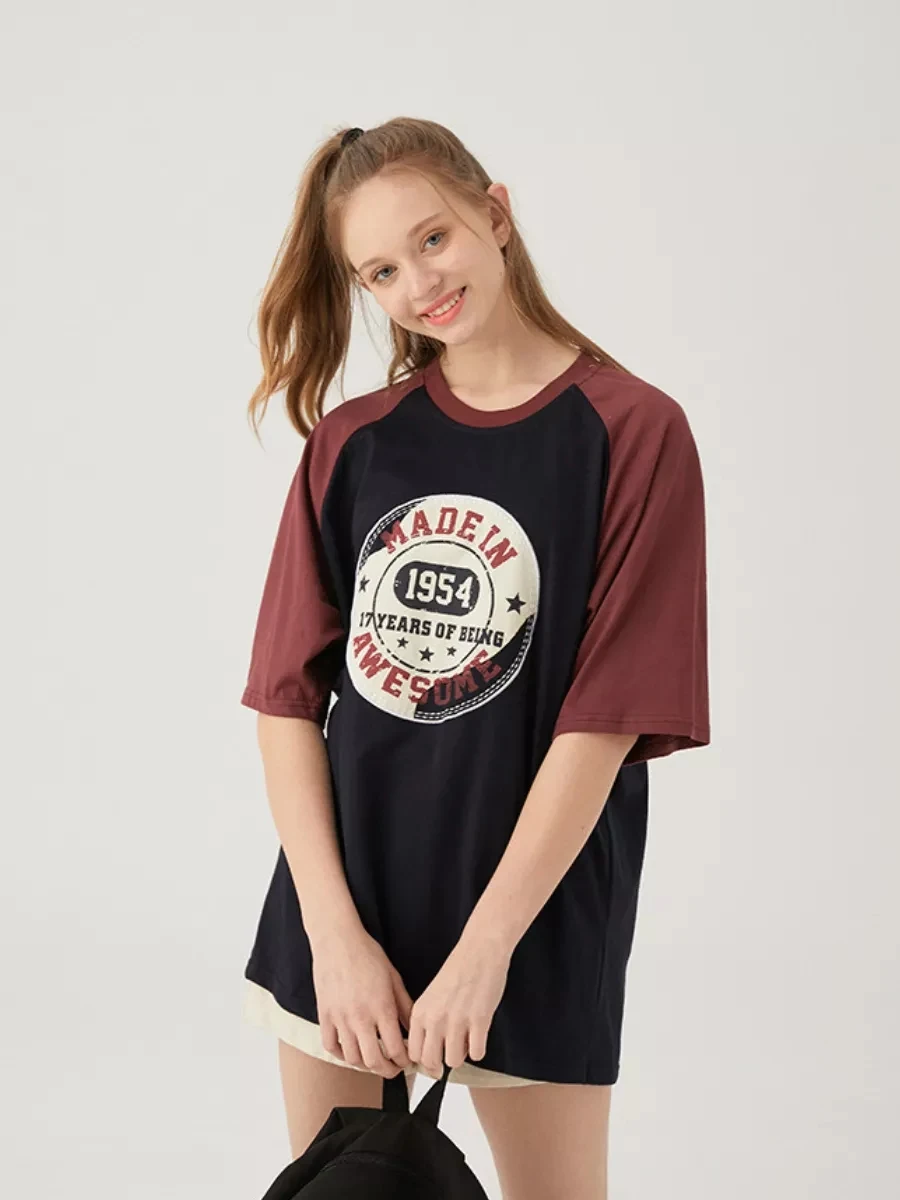 

Women's Retro Couples Casual Streetwear Loose Tee Shirt Top Y2k Vintage Short Sleeve Loose T Shirt