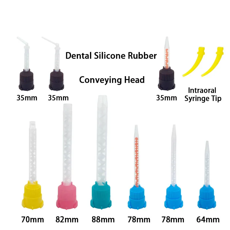 50/100Pcs Dental Silicone Rubber Conveying Head Disposable Mixing Color Tube Impression Materials Dentistry Tool