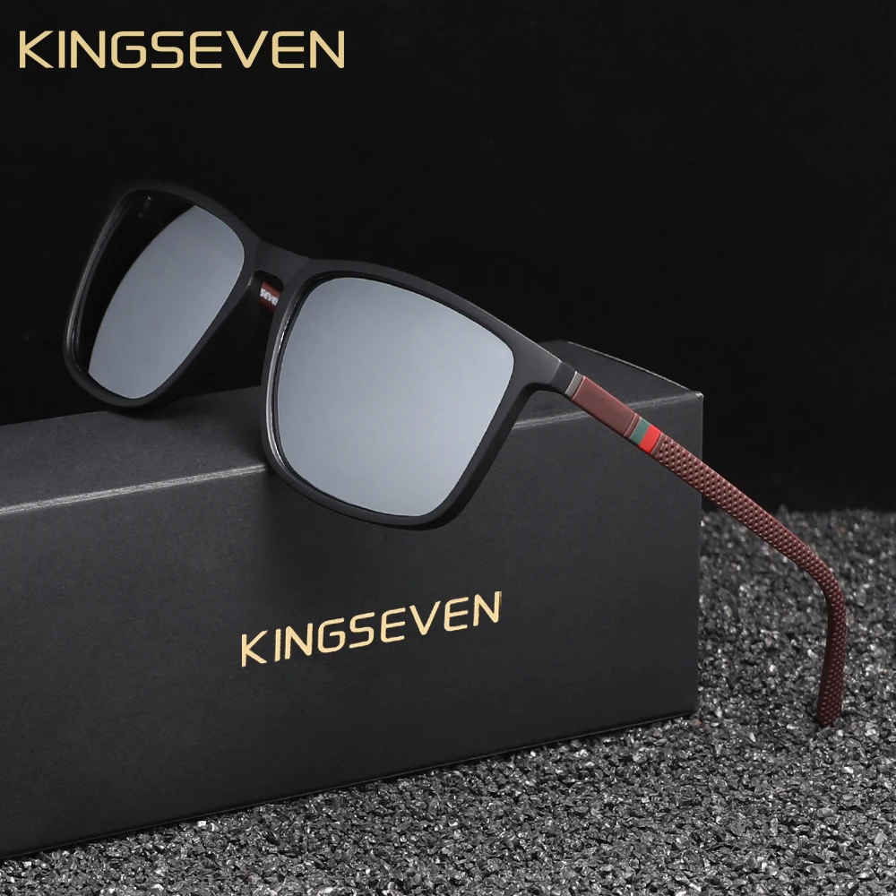 KINGSEVEN Large Frame Sunglasses Men/Women Polarized UV400 Lens Causal Glasses Vintage Rectangle Fishing Driving Outdoor Eyewear