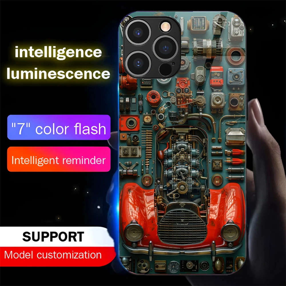Punk Auto Parts Design Leuchtende Glas-LED-Telefonhülle mit Anruflicht und Blitzfunktion für Samsung S26 S25 S24 S23 S22 S21 Plus Ultra – Detail 13