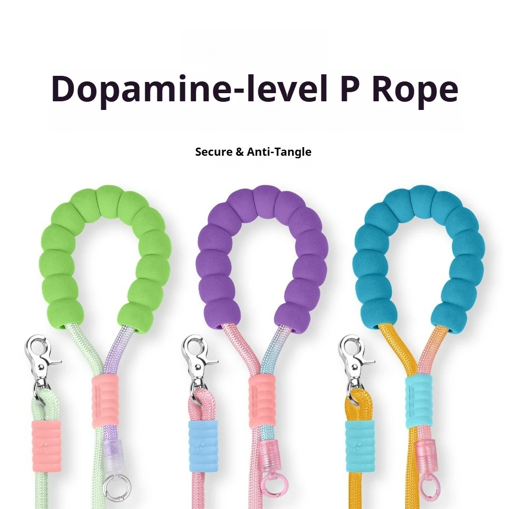 Dog Leash with Foam Handle Durable Nylon Rope Leash with Poop Bag Holder Anti-Tangle Heavy Duty Pet Lead for Medium Large Dogs