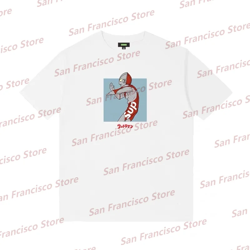 

Новинка 2024, летняя хлопковая футболка с коротким рукавом для мальчиков и девочек с принтом Ультрамен из анимации, повседневный топ для детей и взрослых с анимацией для родителей и детей