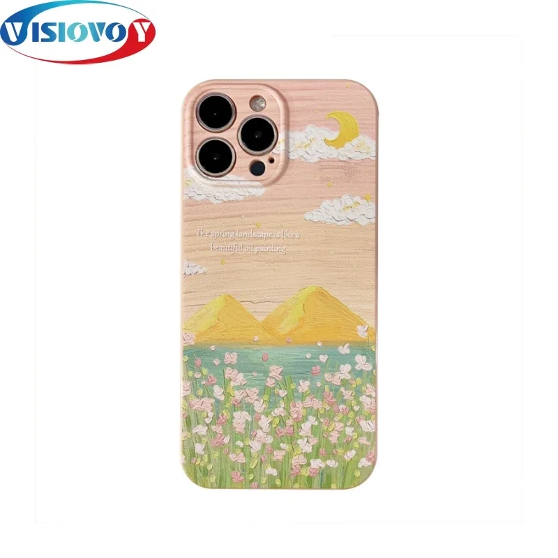 Spring Oil Painting Scenery Phone Cases for Iphone 15 14 13 Pro Max  Tulip Flower Little Fresh Painting Phone Covers Back Fundas