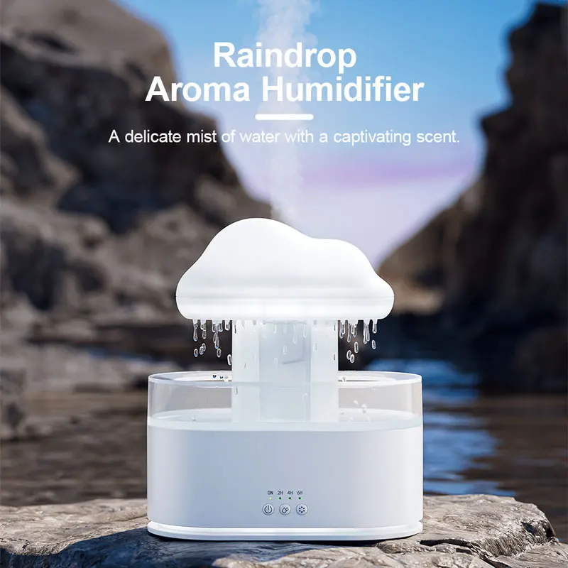 New Creative Raindrop Air Humidifier Essential Oil Aromatherapy Machine Cloud Rain Colorful Mushroom Lamp Cloud Aroma Diffuser