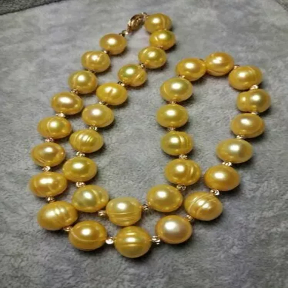 

Baroque AAA 10-11 mm Gold South Sea Natural Pearl Necklace with 14K Gold Buckle 18/36inch