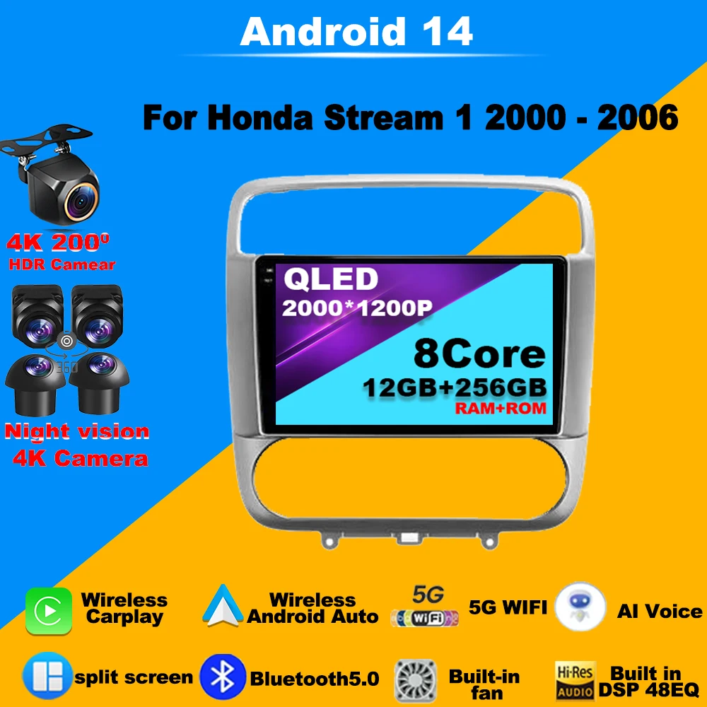 

Android 14 Car Radio For Honda Stream 2000 - 2006 GPS Navigation Multimedia Player Wireless Carplay Video AutoRadio BT WiFi 4G