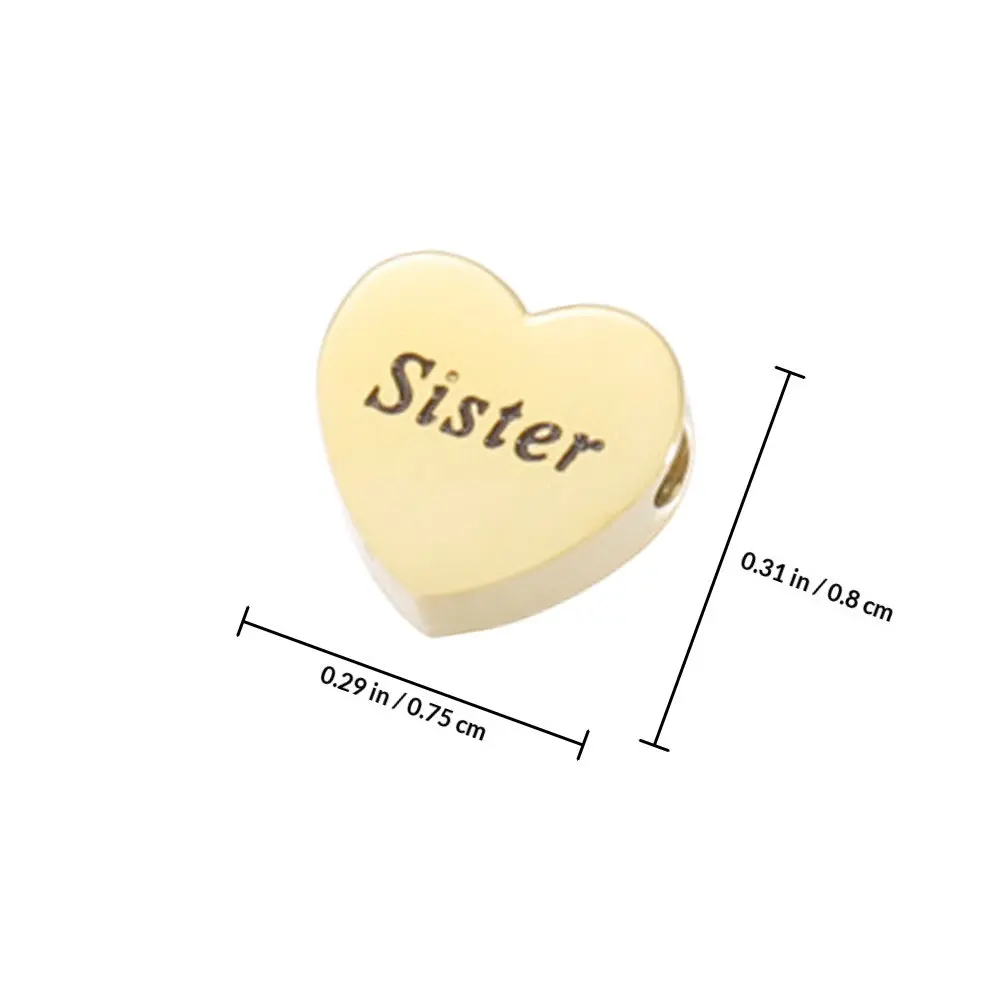 4Pcs Stainless Steel Heart Beads for DIY Jewelry Making Necklace Bracelet Garland Craft Sister Gift Romantic Metal Loose Spacer