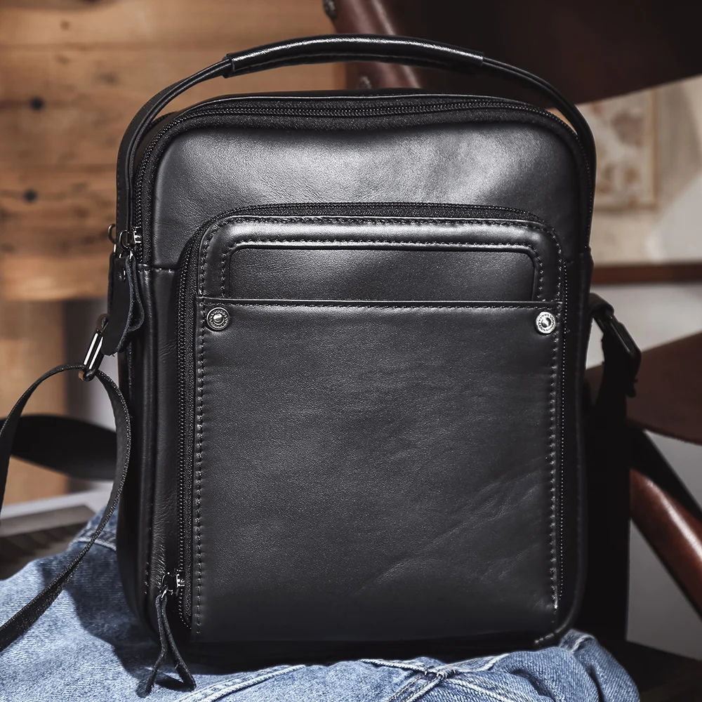 Genuine Leather Men Shoulder Bag Crossbody Bags for Men High Quality Travel Small Messenger Bag for 9.7