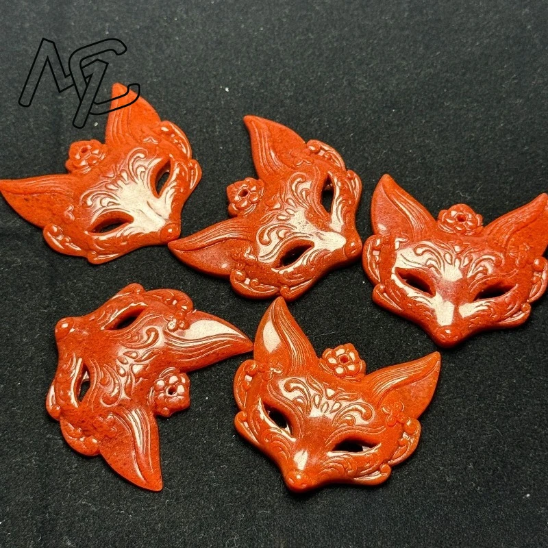 

1 шт., маска лисы из натурального нефрита, красный изумруд, аксессуары, подвеска «сделай сам», браслет, очаровательные ювелирные изделия, модные подарки ручной работы на удачу