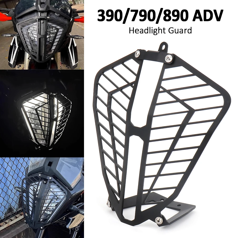 

Motorcycle Accessories Headlight Guard Head Light Lamp Protector Cover Black For 390 790 890 Adventure ADV S R 2019-2023