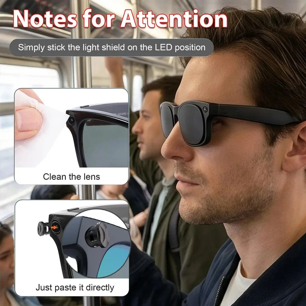 LED Light Covers for Ray-Ban Meta 2 for Way-farer/Headliner/Skyler Glasses Adjustable Light Blocker Glasses Privacy Shade Cover