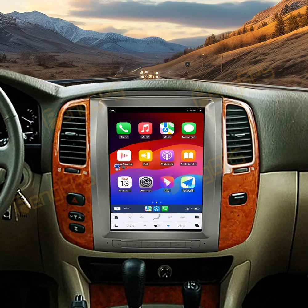 12.1 بوصة أندرويد 13 راديو السيارة CarPlay لتويوتا لاند كروزر LC100 2004-2007 شاشة تعمل باللمس مشغل وسائط متعددة لتحديد المواقع والملاحة BT