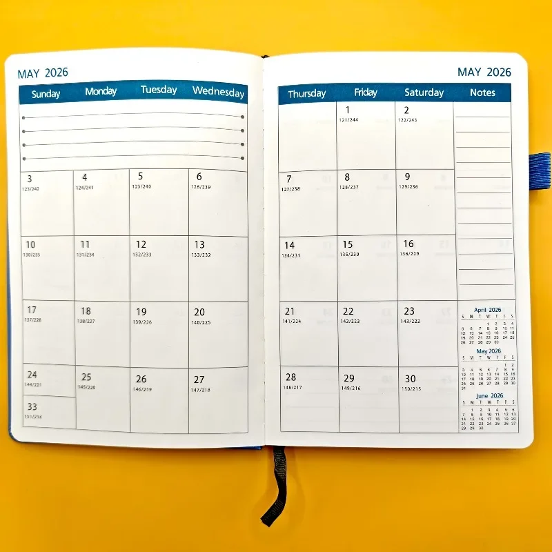 1 قطعة مخطط شهري لمدة 3 سنوات 2026-2028، تقويم بسيط مع حامل قلم مرن، دفتر ملاحظات للمكتب واللوازم المدرسية