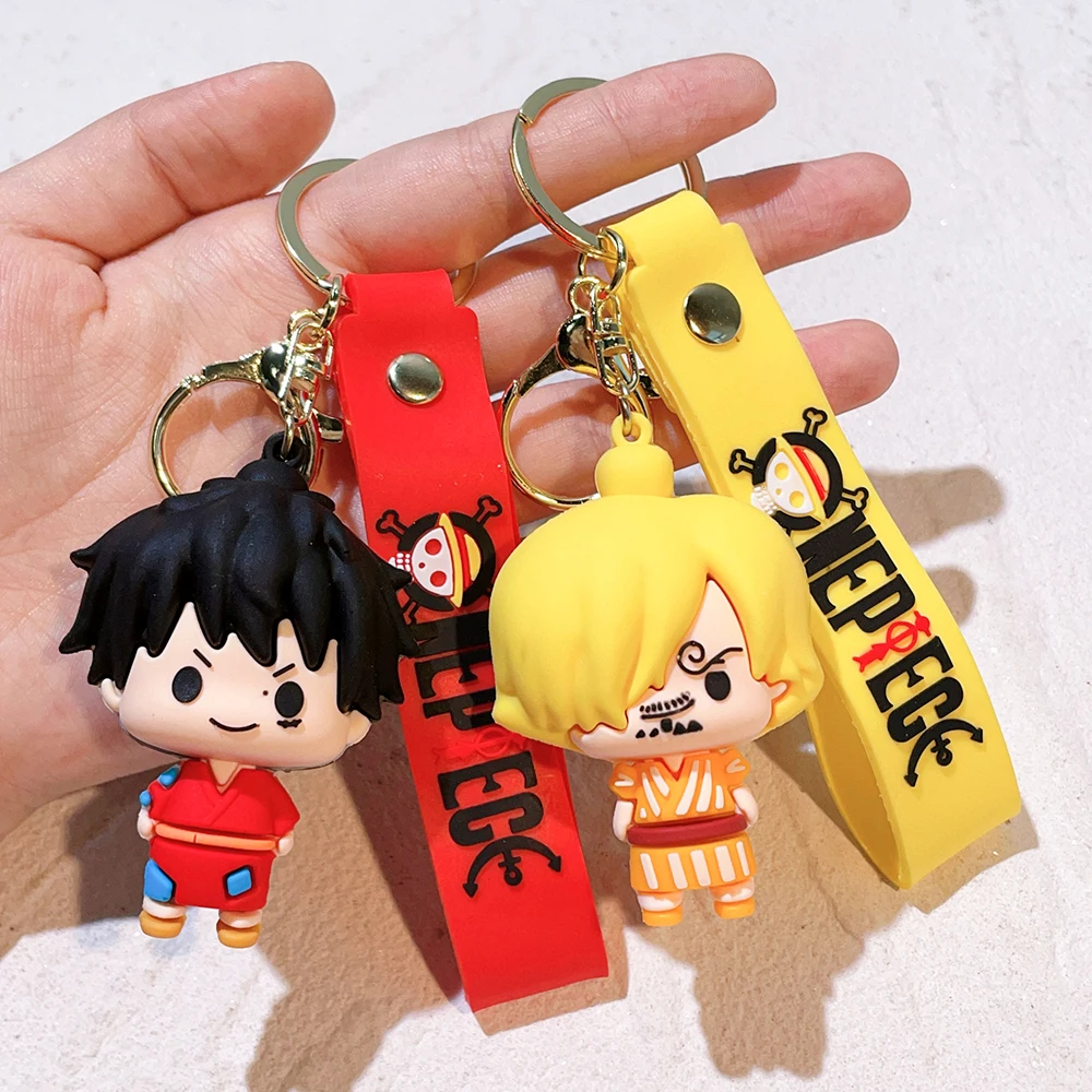 ONE PIECE KeyChain Monkey D. Luffy Roronoa Zoro KeyRing Cartoon Llaveros Doll Fashion Bag Car Pendant Chaveiro For Friend Gifts