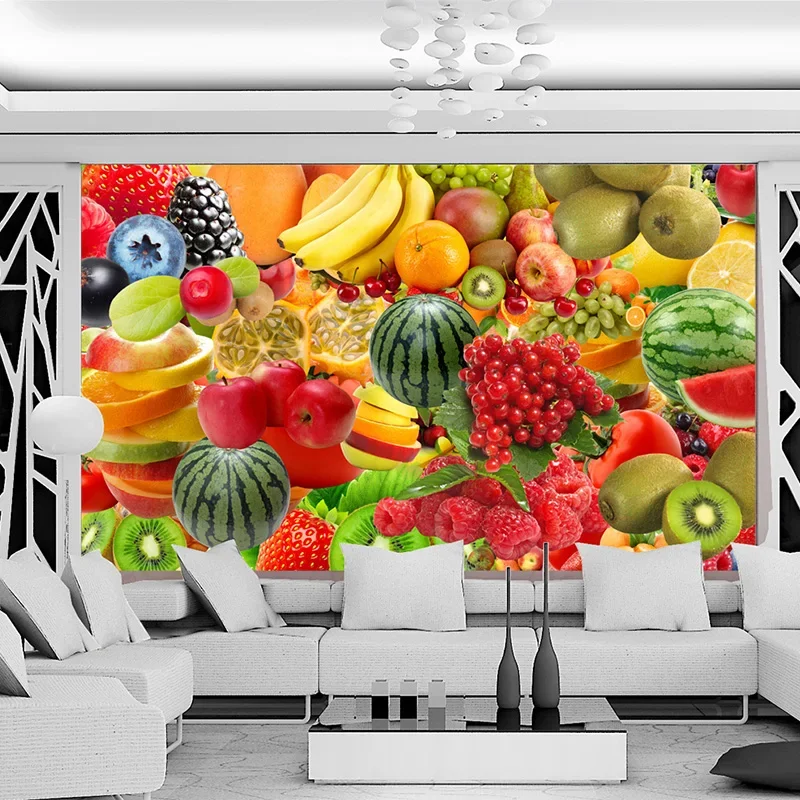 Custom Any Size Mural Wallpaper Modern 3D Stereo Fruit Photo Wall Paper Kitchen Fruit Shop Background Wall Decor Papel De Parede