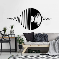 Large Musical Notation with Disc Wall Sticker Classroom Playroom  Record Player Voice Wall Decal Bedroom Vinyl Home Decor