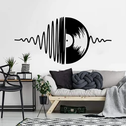 Large Musical Notation with Disc Wall Sticker Classroom Playroom Record Player Voice Wall Decal Bedroom Vinyl Home Decor
