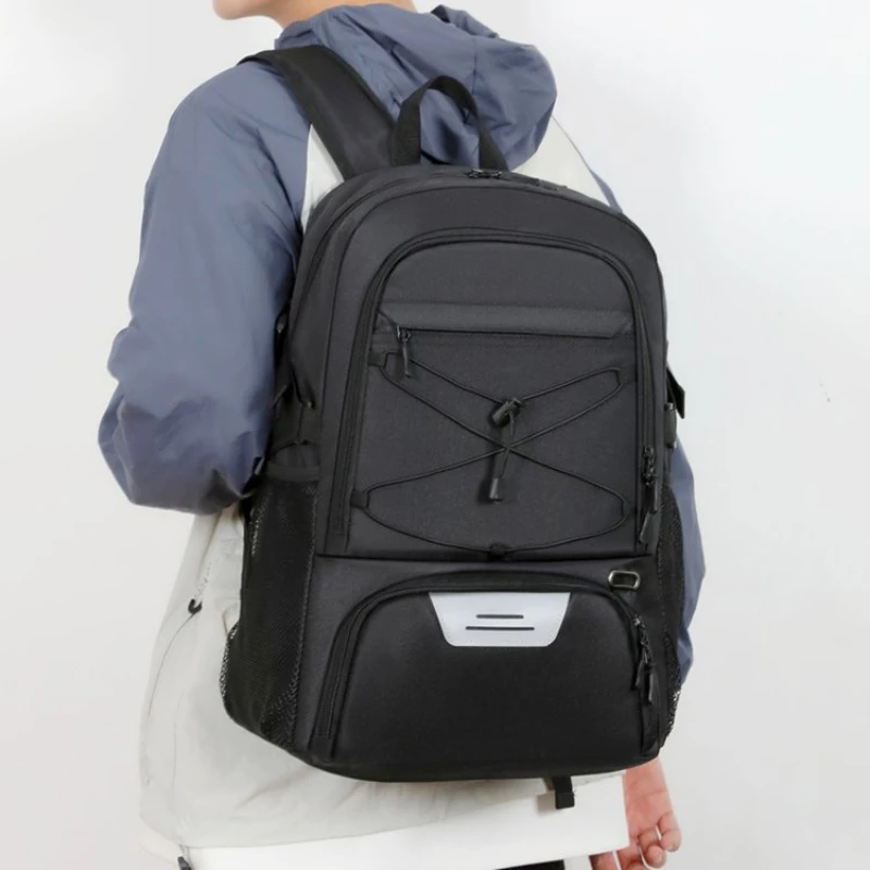 حقيبة رياضية مخططة عاكسة للكمبيوتر المحمول، مناسبة للرجال والنساء، حقيبة ظهر رياضية لكرة السلة، مع حجرات للأحذية، حقيبة ظهر للسفر #1