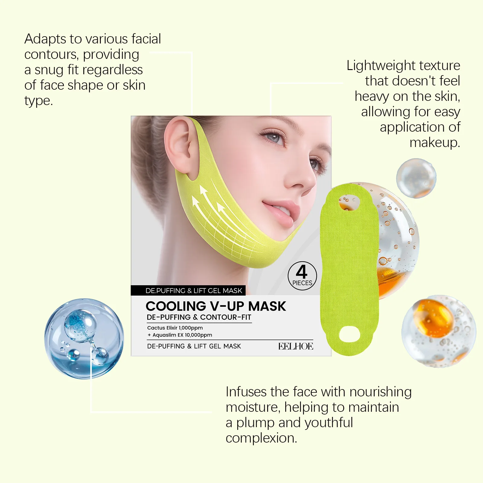 

EELHOE Facial Firming Mask Improve Sagging Firm Skin Relieve Roughness Contour Face Hydration Reduce Fine Line Face Lifting Mask