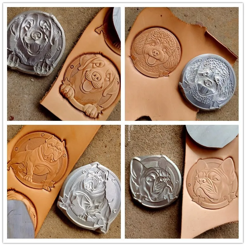 

72mm Dog Puppy Series 3D Leather Embossing Mould Zodiac Dog Aluminum Alloy Metal Stamp Carving Craft Tool Logo Pressing Stamper