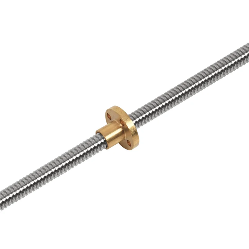 ABVJ-3Pcs 500Mm T8 Lead Screw And Brass Nut (Acme Thread, 2Mm Pitch, 4 Starts, 8Mm Lead) For 3D Printer Z Axis