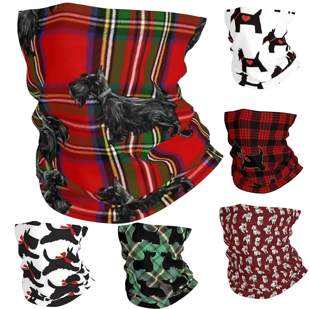 Scottish Terrier Cute Puppies Bandana Neck Cover Printed Wrap Scarf Multifunction Balaclava Running For Men Women Adult Washable