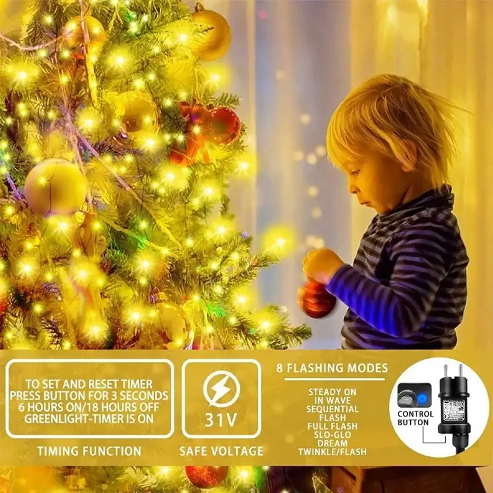 280LED في الهواء الطلق LED شجرة عيد الميلاد الديكور هدية الكريسماس جارلاند وامض سلسلة أضواء دافئة أبيض/RGB اختياري