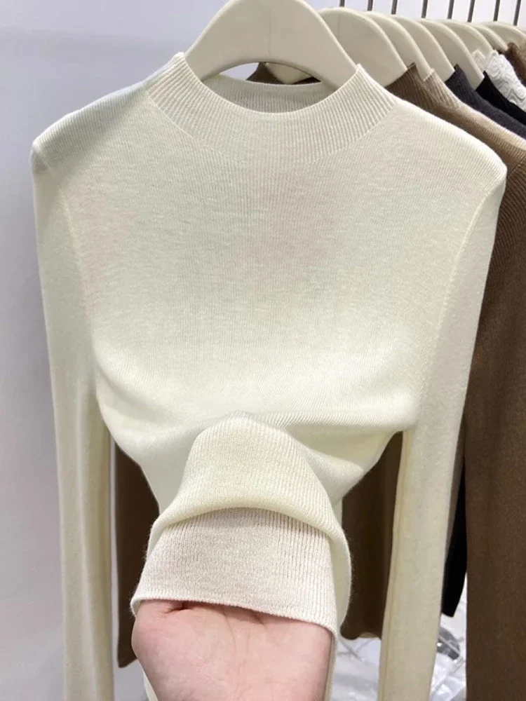 Korean Fashion Knitwear Base Layer Tops Autumn Winter Turtleneck Women Sweater 2026 Solid Slim Pullover Warm Casual Jumpers