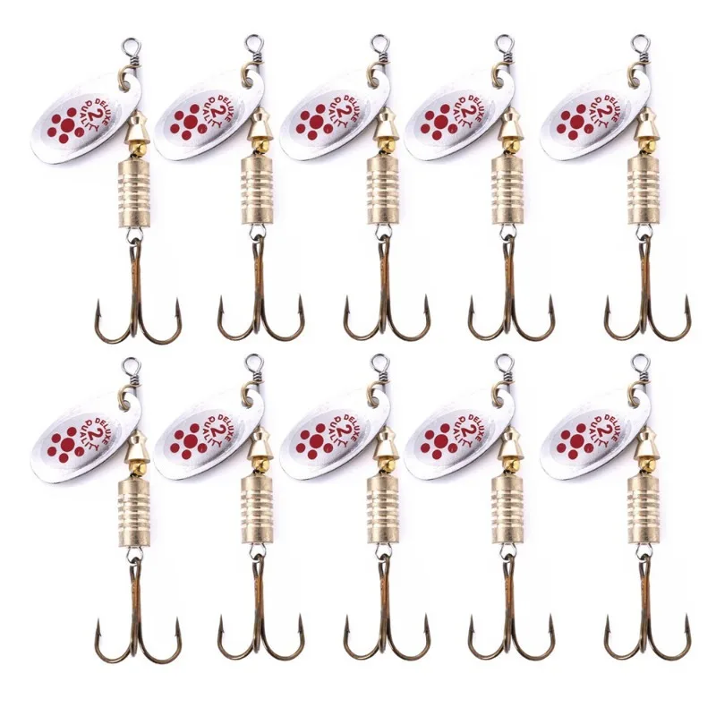 10Pcs 6.7cm 7g Spinner Spoon Metal Bait Spoon Baits for Bass Trout Perch Pike Rotating  Fishing Lure Sequins Crankbait