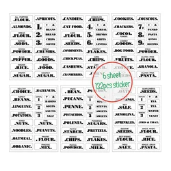 132pcs Stickers 6 Sheets Spice Labels Printed Waterproof Transparent Self Adhesive Pantry Food Sticker Kitchen Jar