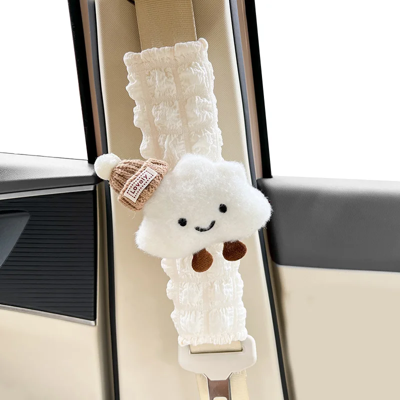 New Cute Cartoon Bow Hat Cloud Car Seat Belt Cover Safety Shoulder Pad Strap Cushion Auto Neck Support Protector For Women