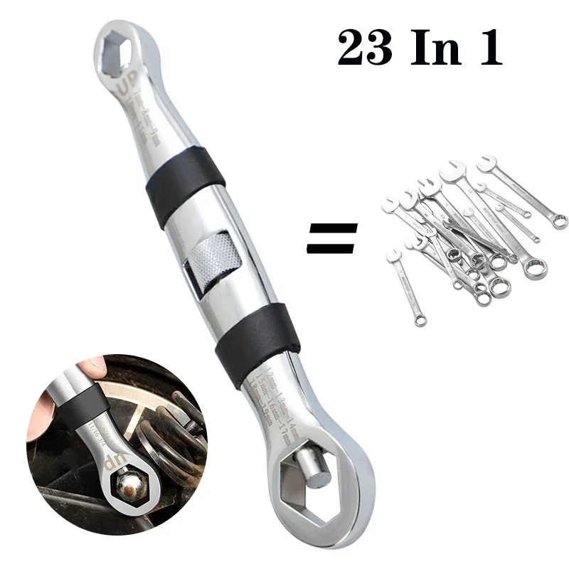 23 in 1 Universal Wrench Multifunction Wrench Tool High Torsion Multifunctional Wrench Spanner Tool for Home and Car Repair