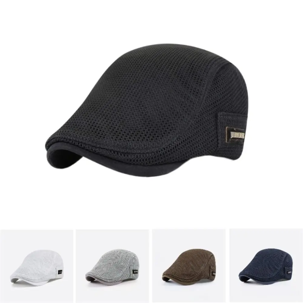 

New Mesh Newsboy Caps Breathability Sun Protection British Painters Hats Solid Color Thin Summer Flat Cap Women